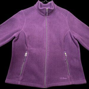 L.L.Bean Womens Purple Full-Zip Fleece Jacket Size L PETITE Warm & Lightweight
